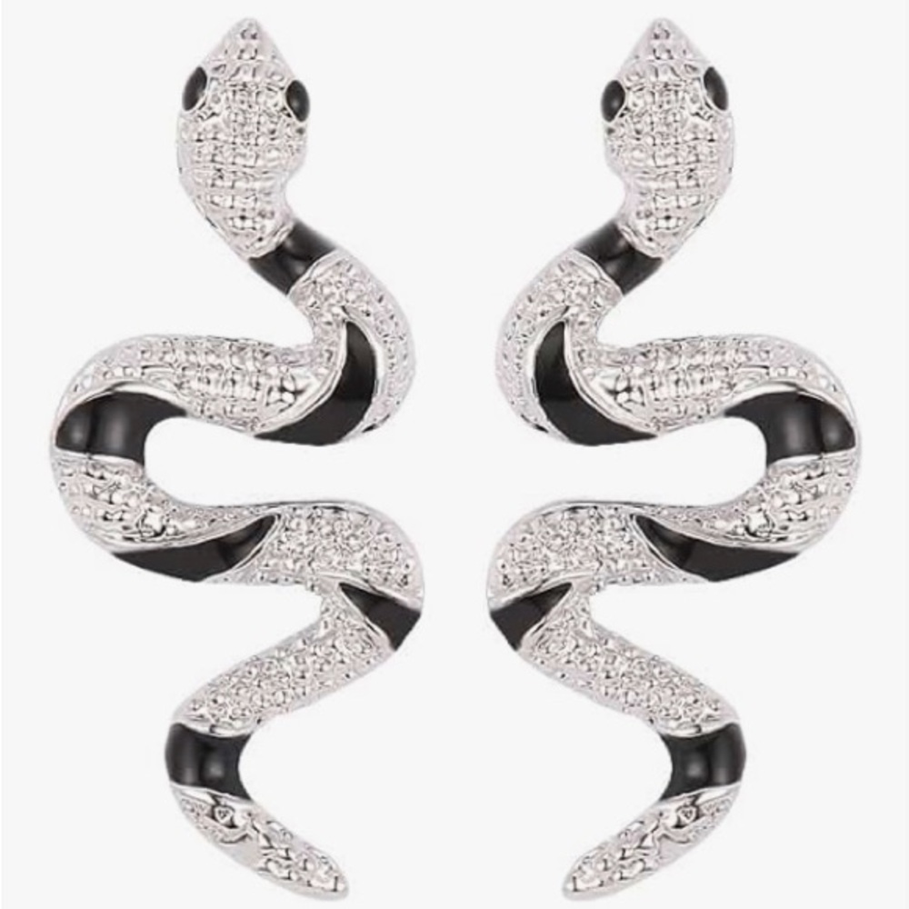 Stainless Steel Snake pierced earrings. Never worn. In bag and box. Super cute!